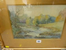 G O WORK watercolour - stream and woodland, 21 x 31 cms