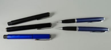 FIVE VARIOUS SHEAFFER PENS including two modern Sheaffer Award fountain pens with rubber grip &