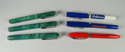 SIX VARIOUS SHEAFFER PENS including a vintage Sheaffer NoNonsense 'Rothmans' ballpoint pen, a