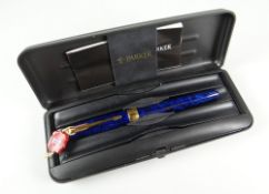 A MODERN BLUE LAQUE PREMIER SONNET FOUNTAIN PEN (in original box with instructions)