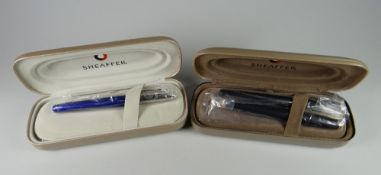 A MODERN BLUE LAQUER SHEAFFER PRELUDE FOUNTAIN PEN with palladium cap, nickel plate trim & steel