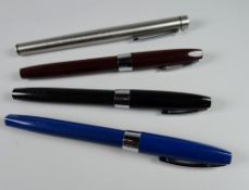 THREE VINTAGE SHEAFFER FOUNTAIN PENS including black & burgundy Triumph & one blue Triumph Imperial,