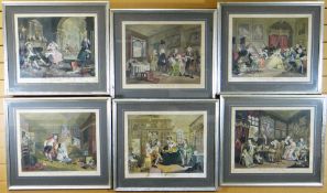 AFTER WILLIAM HOGARTH R.A. MARRIAGE A LA MODE set of six coloured engravings by T Cook, published