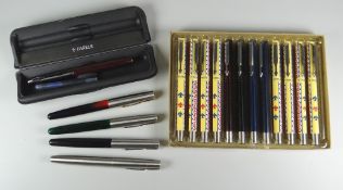 THREE MODERN PARKER FRONTIER FOUNTAIN PENS - a metallic burgundy Parker Frontier with a Diamonite