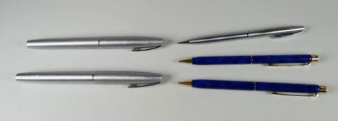 FIVE VARIOUS SHEAFFER PENS including a modern brushed chrome Sheaffer Triumph 444 fountain pen,