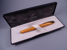 A MODERN (2001-2004) RADIANT YELLOW PARKER INFLECTION FOUNTAIN PEN with gold plated trim & stainless