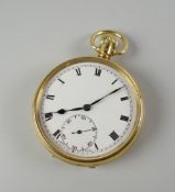 AN 18CT GOLD GENTLEMAN'S POCKET WATCH with engraved initials to back, engraved inscription to