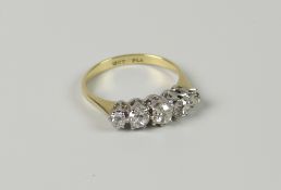18CT GOLD & PLATINUM FIVE-STONE DIAMOND RING (.45cts overall visual estimate) 2.5grams approx.