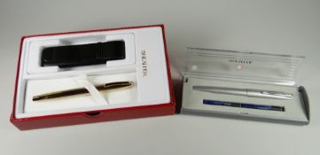 A MODERN 23CT GOLD ELECTROCPLATED SHEAFFER TRIUMPH IMPERIAL FOUTAIN PEN with fluted cap & barrel,