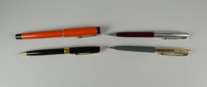 A MODERN REPLICA OF PARKER DUOFOLD LUCKY CURVE BIG RED PROMOTIONAL MARKER PEN together with two