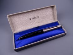 A VINTAGE BLACK PARKER 61 CLASSIC with satin Lustraloy cap & chrome plated trim, chalk marks on