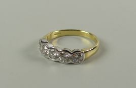 AN 18CT GOLD FIVE-STONE DIAMOND RING the five stones totalling 1ct overall approx., 4.6 grams