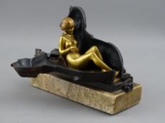 FRANZ XAVIER BERGMAN, VIENNA COLD PAINTED BRONZE EROTICA, modelled as a metamorphic recumbent sphinx