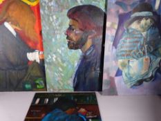 JOHN CHERRINGTON four oils on board - 1. portrait of a bearded young man, signed and dated 1982,