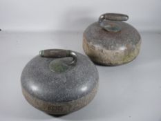 A NEAR PAIR OF SCOTTISH GRANITE CURLING STONES