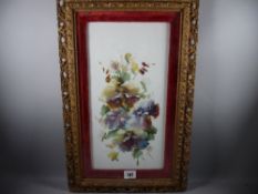 OIL ON MILK GLASS - still life study of flowers, 37 x 19 cms