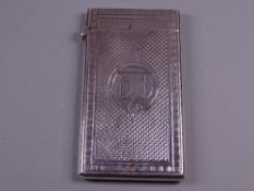AN ENGINE TURNED SILVER CARD/NEEDLE CASE with hinged lid, 1.4 troy ozs, Birmingham 1875 by George