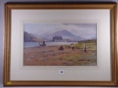 WARREN WILLIAMS ARCA watercolour - Conwy Town and Castle with boats and figures from the Llandudno