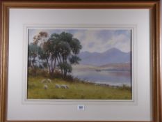 WARREN WILLIAMS ARCA watercolour - peaceful Conwy River scene with boats steaming towards Trefriw