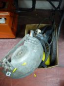 Large AEG WSC2300S angle grinder and box of associated grinding wheels etc E/T