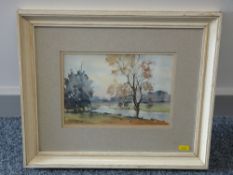 G V GADD watercolour - riverside scene, 17 x 25 cms