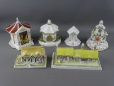 Six vintage Coalport china cottages