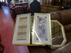 Modern arch topped dressing table mirror and stand, modern floral framed mirror and a pair of modern