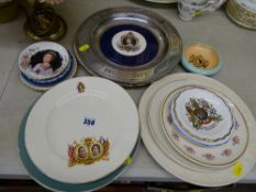 Quantity of commemorative plates and pin dishes