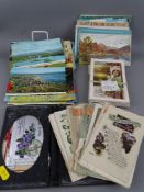 Collection of vintage postcards including World War I silks