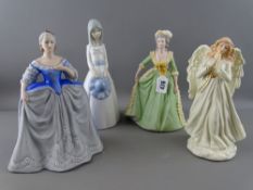 Four porcelain lady figurines by Franklin Mint and others