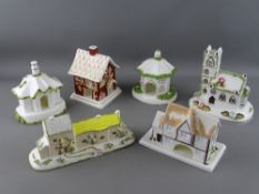 Six vintage Coalport bone china cottages