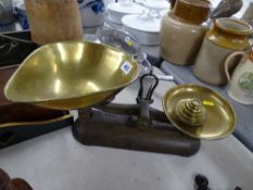 Vintage set of Avery iron and brass scales with weights