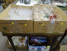 Two boxes of cut and other drinking glassware
