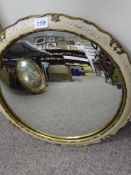 Gilt and painted framed convex wall mirror
