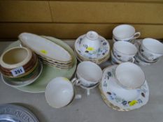 Colclough part tea service, four fruit decorated nut dishes etc