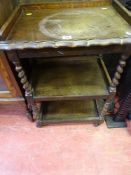 Three tier barley twist trolley with galleried top