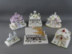 Six vintage Coalport bone china cottages