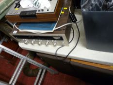 Vintage Marantz model 2220 stereophonic receiver, an Akai stereo cassette deck CS-34D and an