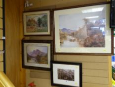 Two ALFRED DE BREANSKI prints, a vintage framed photo of Llanrwst etc