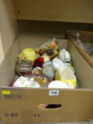 Box of assorted porcelain including Shelley Mabel Lucie Attwell cups and saucers, Portmeirion etc