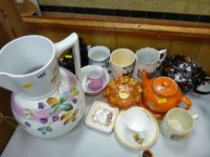 Mixed parcel of porcelain, commemorative, carnival glass etc