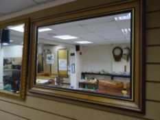 Wood and gilt framed bevelled wall mirror, 82 x 90 cms including frame