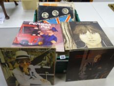 Crate of 1970's and similar LP records including Elton John etc