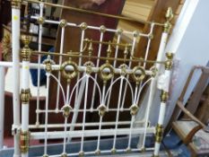 Victorian brass and iron bedstead with connecting rails