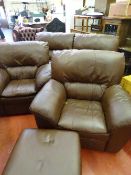 Good quality leather effect three piece lounge suite