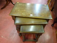 Reproduction set of three oak occasional tables