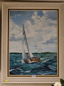 E C LONGBOTTOM oil on board - yachting scene, 59 x 44 cms