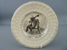 Commemorative child's plate titled 'Duke of Wellington' with birth and death dates