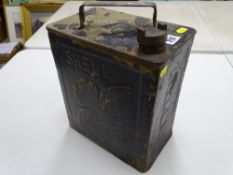 Black painted vintage Shell Aviation Spirit fuel can