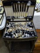 Floorstanding barley twist cutlery box with part contents